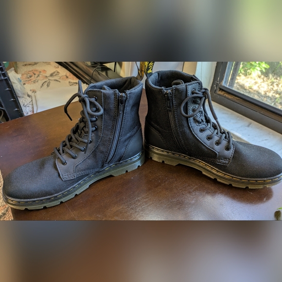 NWOT. Dr Martens Comb Unisex  Black Nylon Lace-Up/Zipper Boots. Ladies 5, Men 4. - Picture 3 of 13